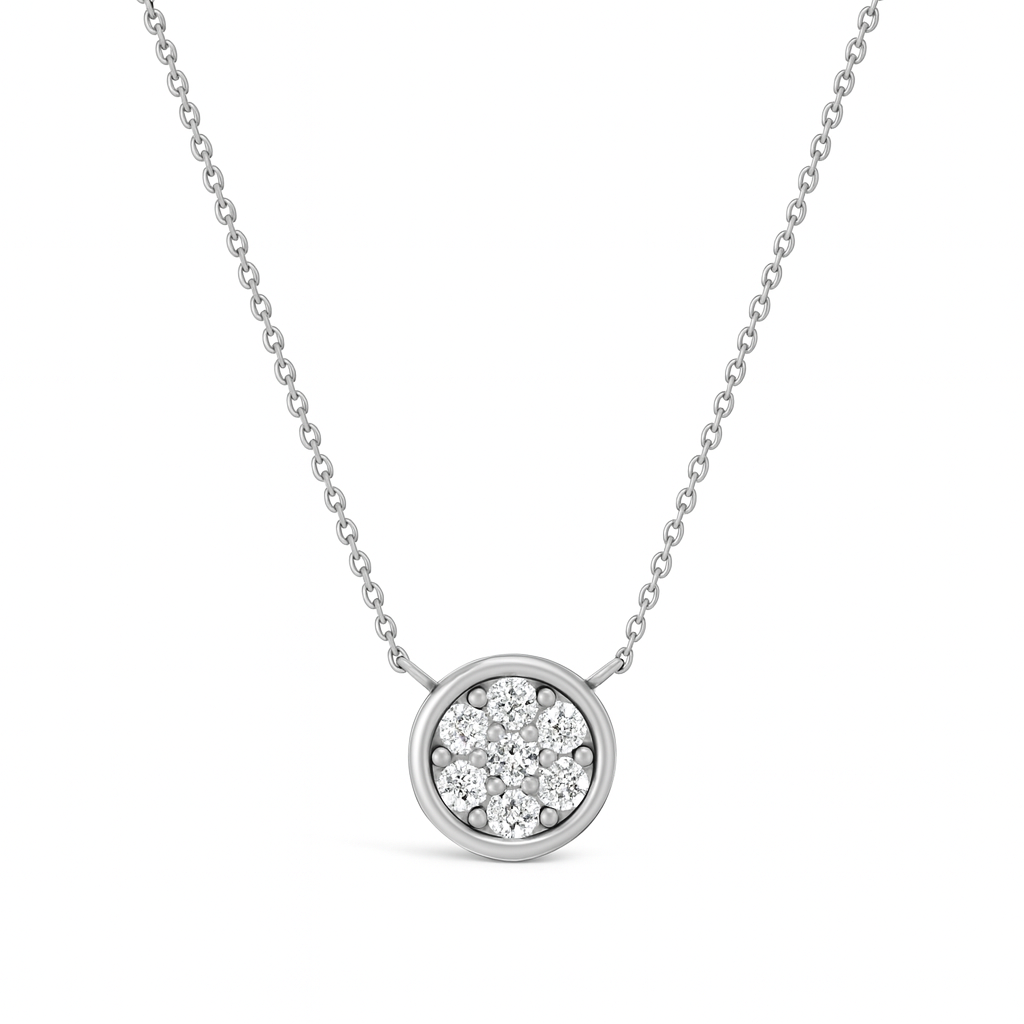 14K White Gold .46 TCW Natural Round Cut White Diamond Necklace