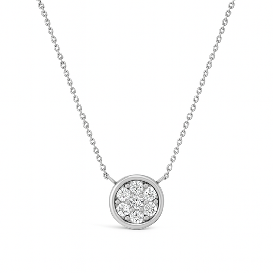 14K White Gold .46 TCW Natural Round Cut White Diamond Necklace