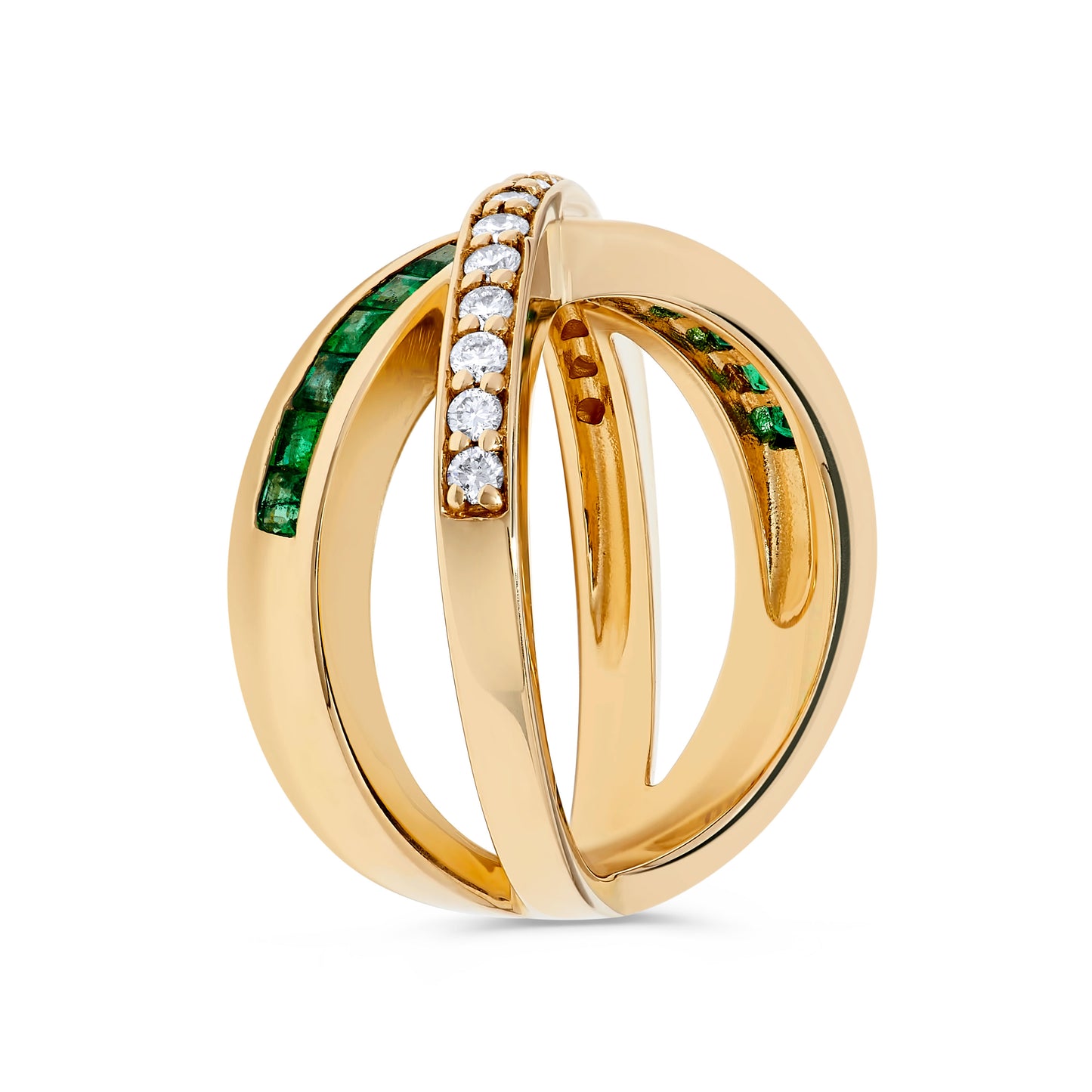 .88 TCW Natural Square Cut Emerald and Diamond 14K Yellow Gold Engagement Ring
