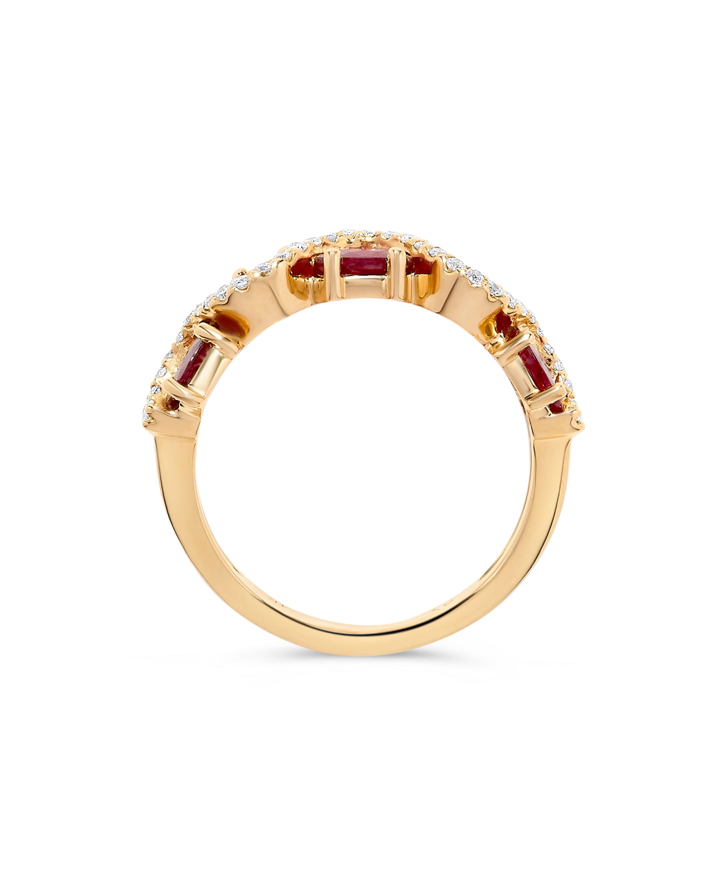 2.68 TCW Natural Oval Cut Red Ruby and Diamond 14K Yellow Gold Engagement Ring