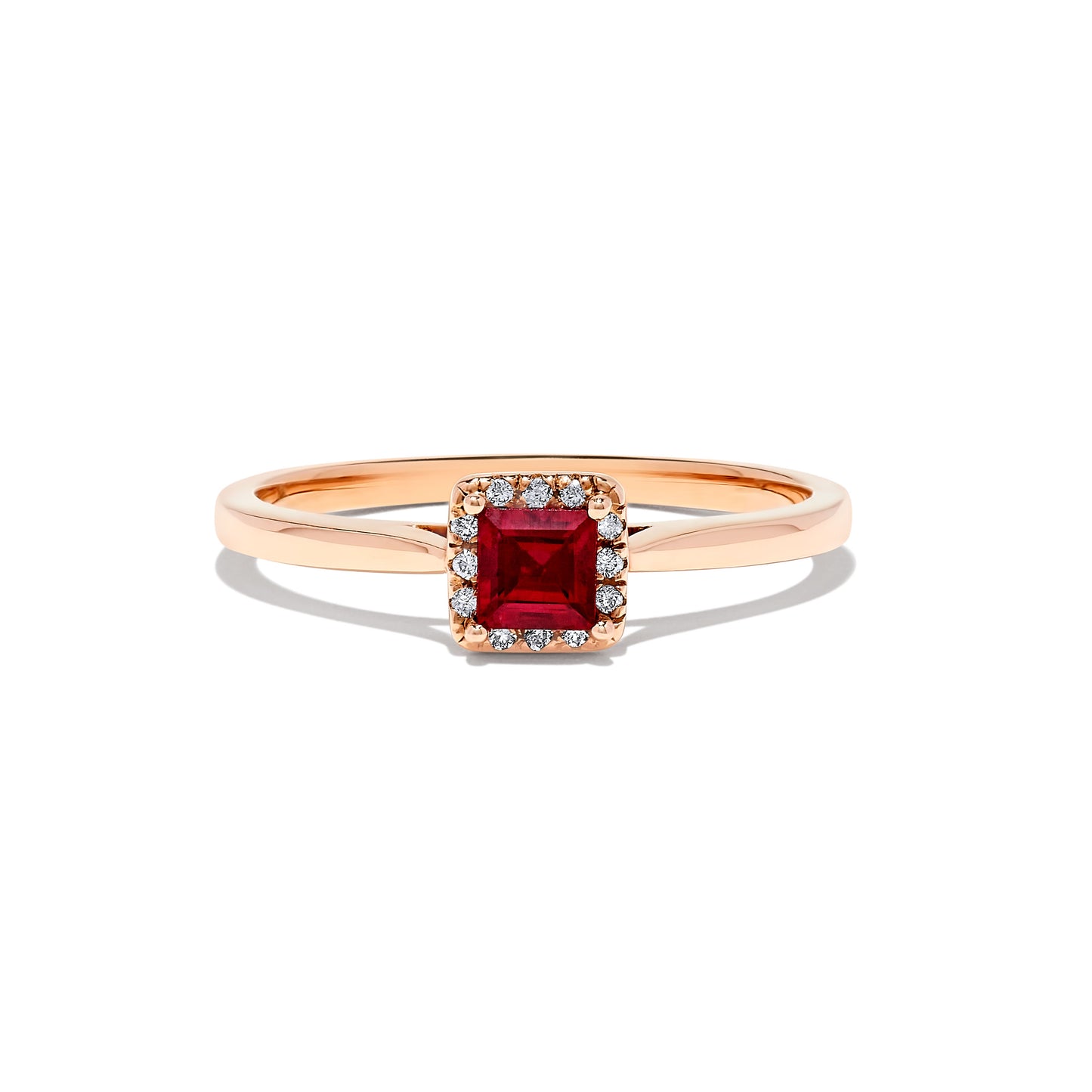 .33 TCW Natural Square Cut Red Ruby & Diamond 14K Rose Gold Engagement Ring