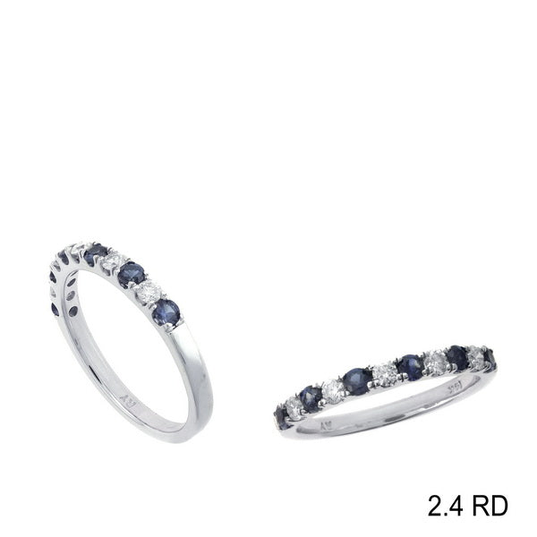.80 TCW Natural Round Cut Blue Sapphire with Diamonds 14K White Gold Ring