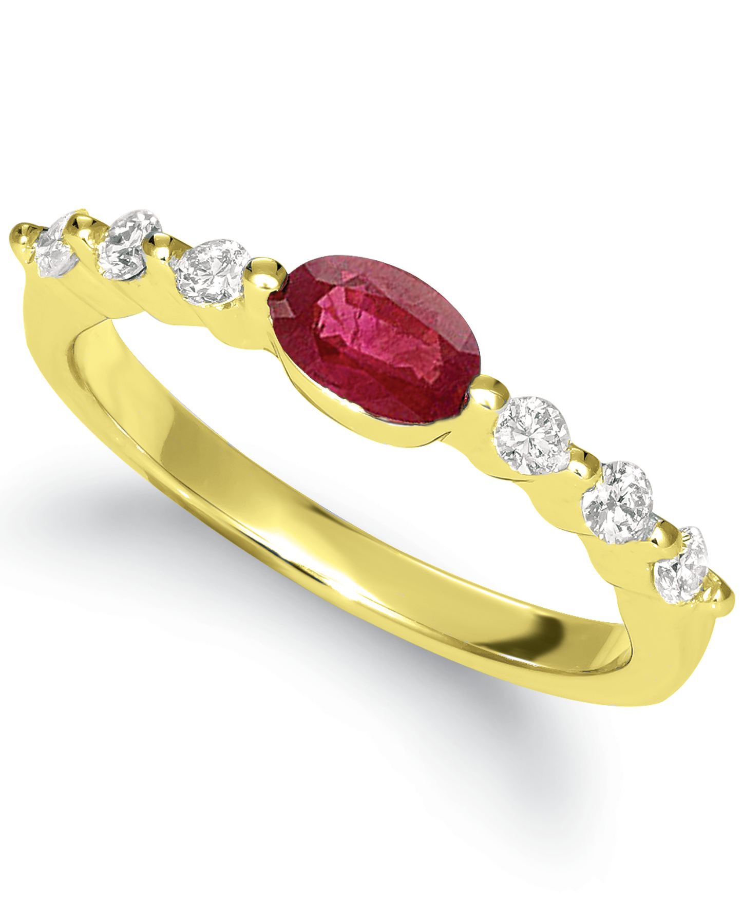 .82 TCW Natural Oval Cut Red Ruby and Diamond 14K Yellow Gold Ring