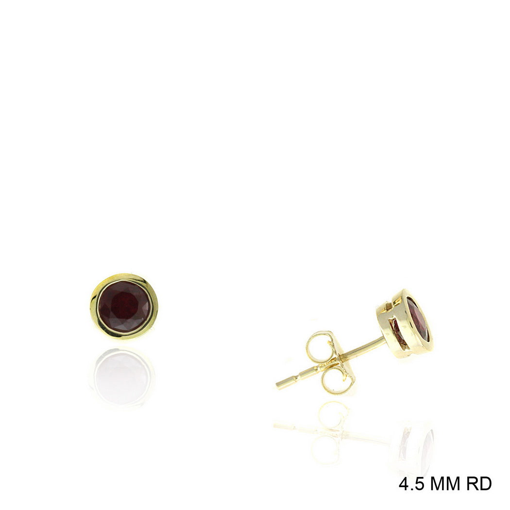 1.00 TCW Natural Round Cut Red Ruby 14K Yellow Gold Studs – July Birthstone