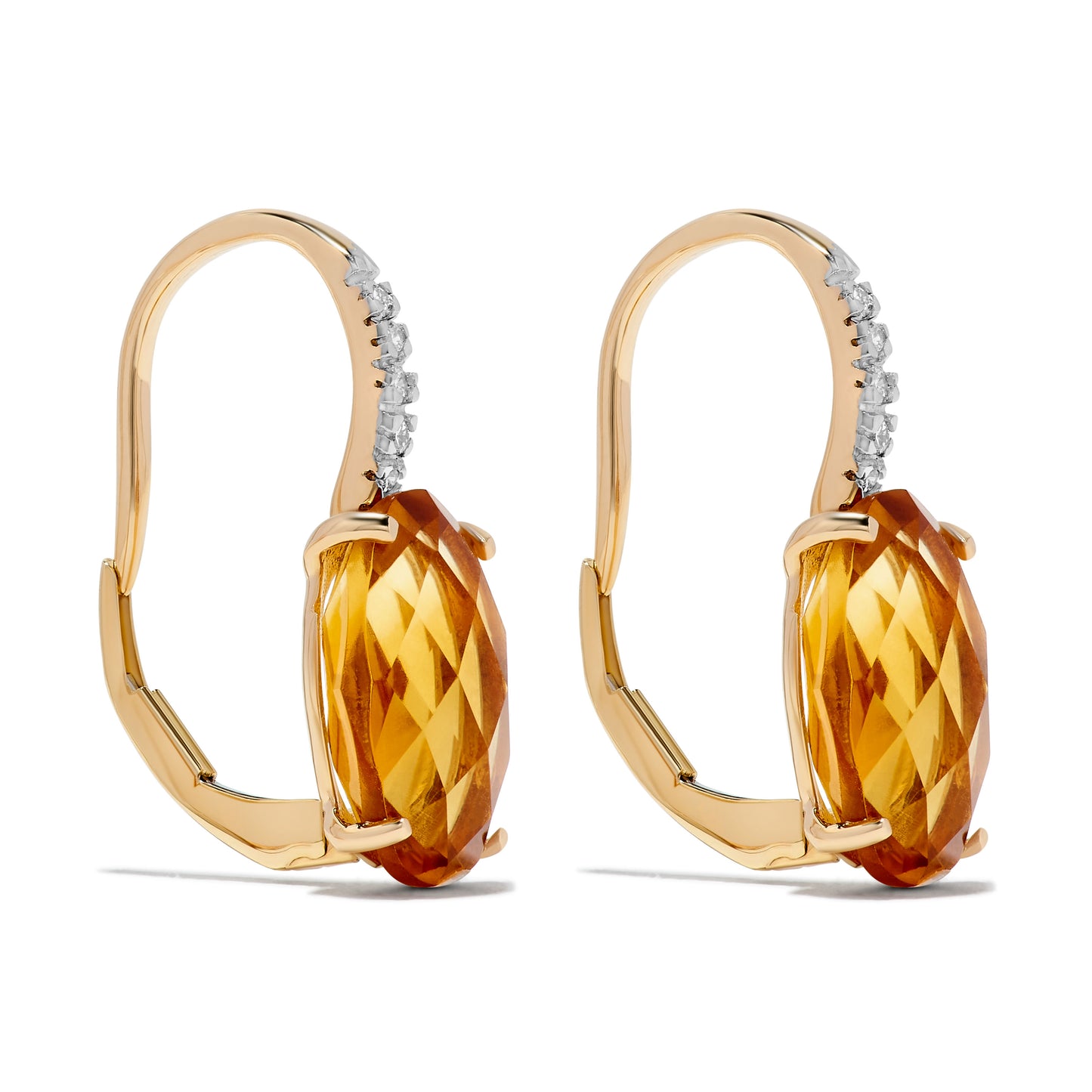 6.07 TCW Natural Oval Cut Citrine & Diamond 14K Yellow Earrings