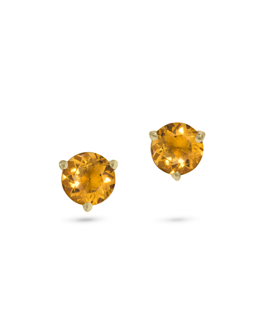 4.00 TCW Natural Round Cut Citrine 14K Yellow Gold Studs – November Birthstone