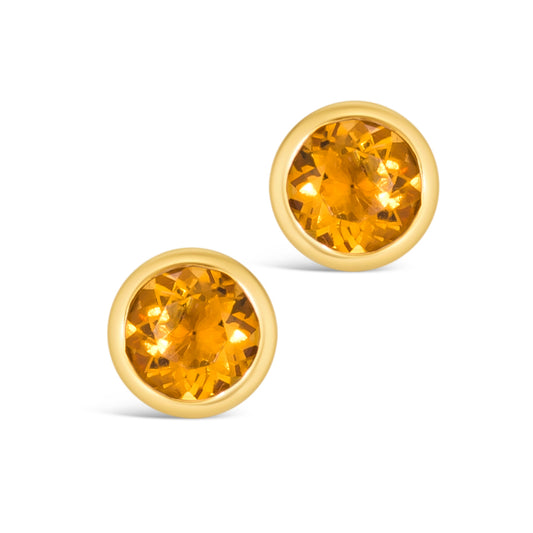 1.80 TCW Natural Round Cut Citrine 14K Yellow Gold Studs – November Birthstone