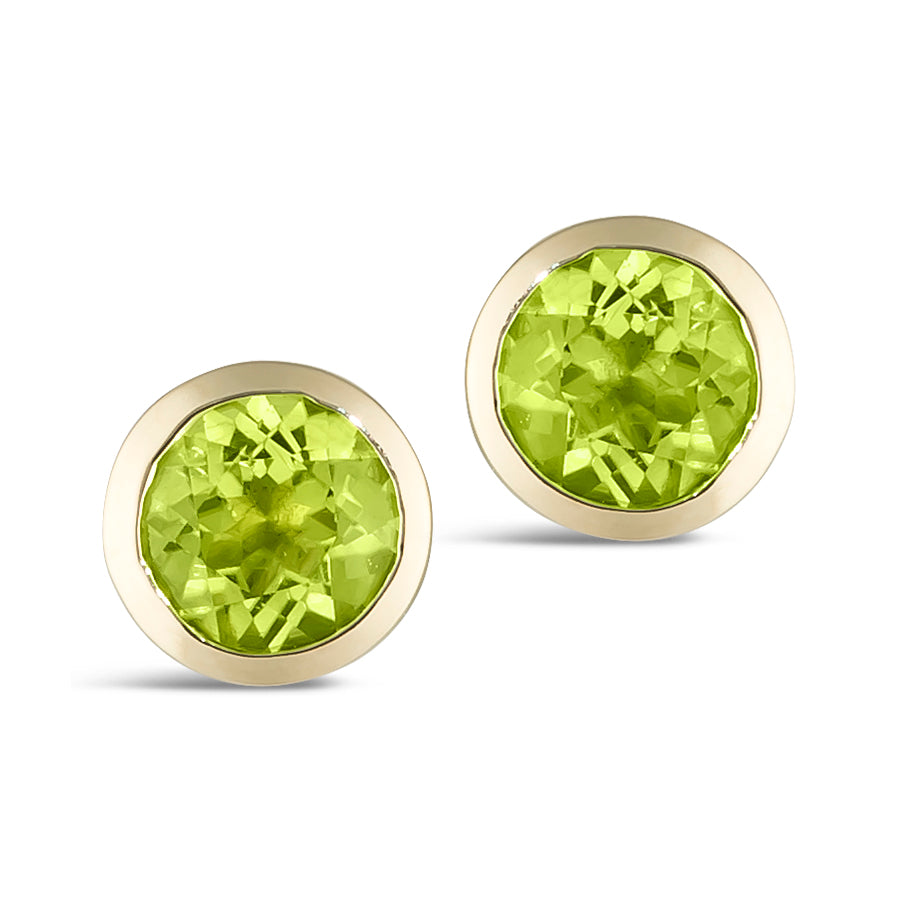 1.30 TCW Natural Round Cut Peridot 14K Yellow Gold Studs – October Birthstone