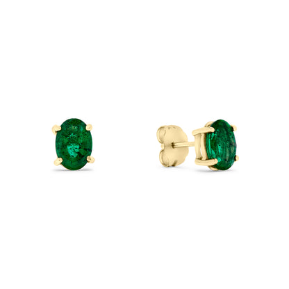 2.00 TCW Natural Oval Cut 14K Yellow Gold Earrings