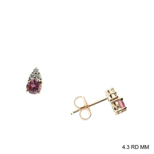 .92 TCW Natural Round Cut Pink Sapphire & Diamonds 14K Rose Gold Earrings