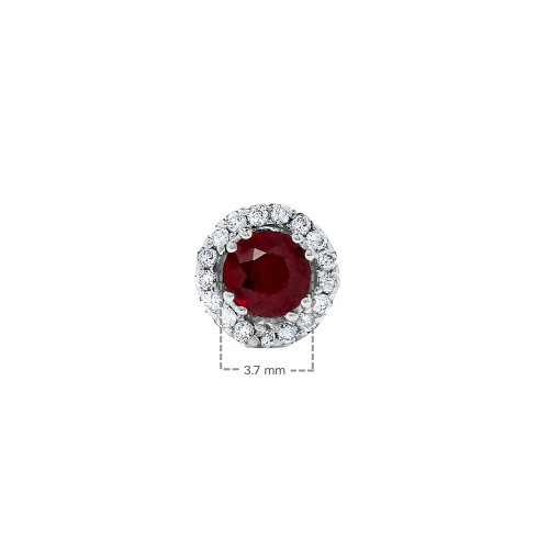 .73 TCW Natural Round Cut Red Ruby 14K White Gold Studs - September Birthstone