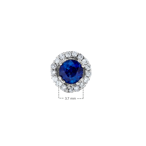 .73 TCW Natural Round Cut Blue Sapphire 14K White Gold Stud September Birthstone