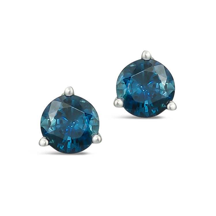 1.40 TCW Natural Round Cut Sapphire 14K White Gold Studs – September Birthstone