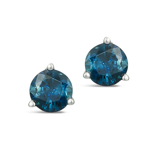 1.40 TCW Natural Round Cut Sapphire 14K White Gold Studs – September Birthstone