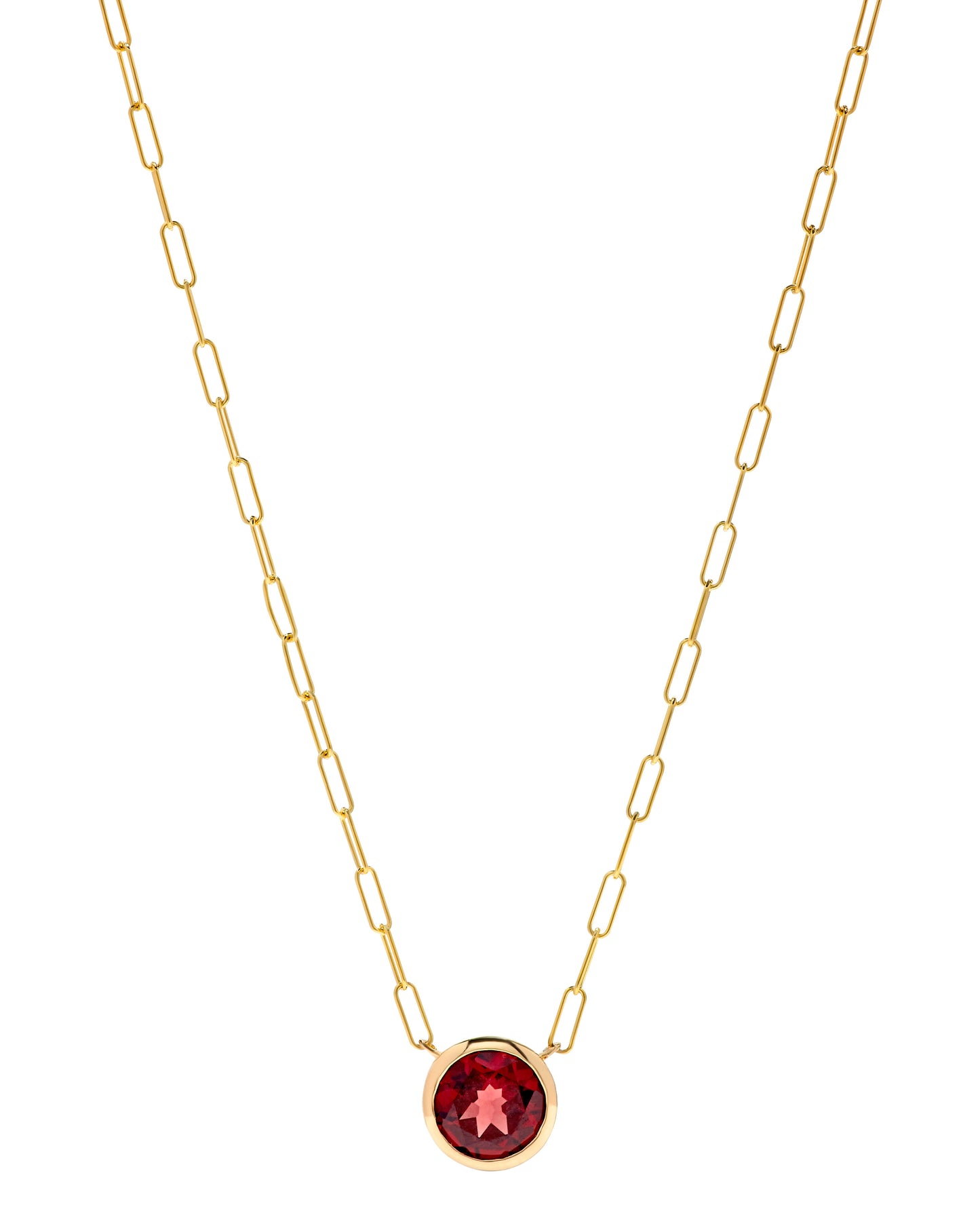 14K Yellow Gold 1.60 TCW Natural Round Cut Garnet Necklace