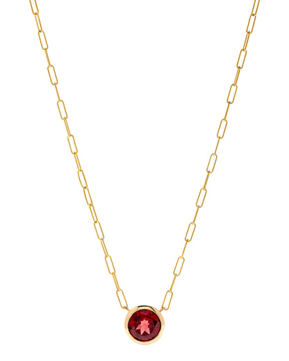 14K Yellow Gold 1.60 TCW Natural Round Cut Garnet Necklace