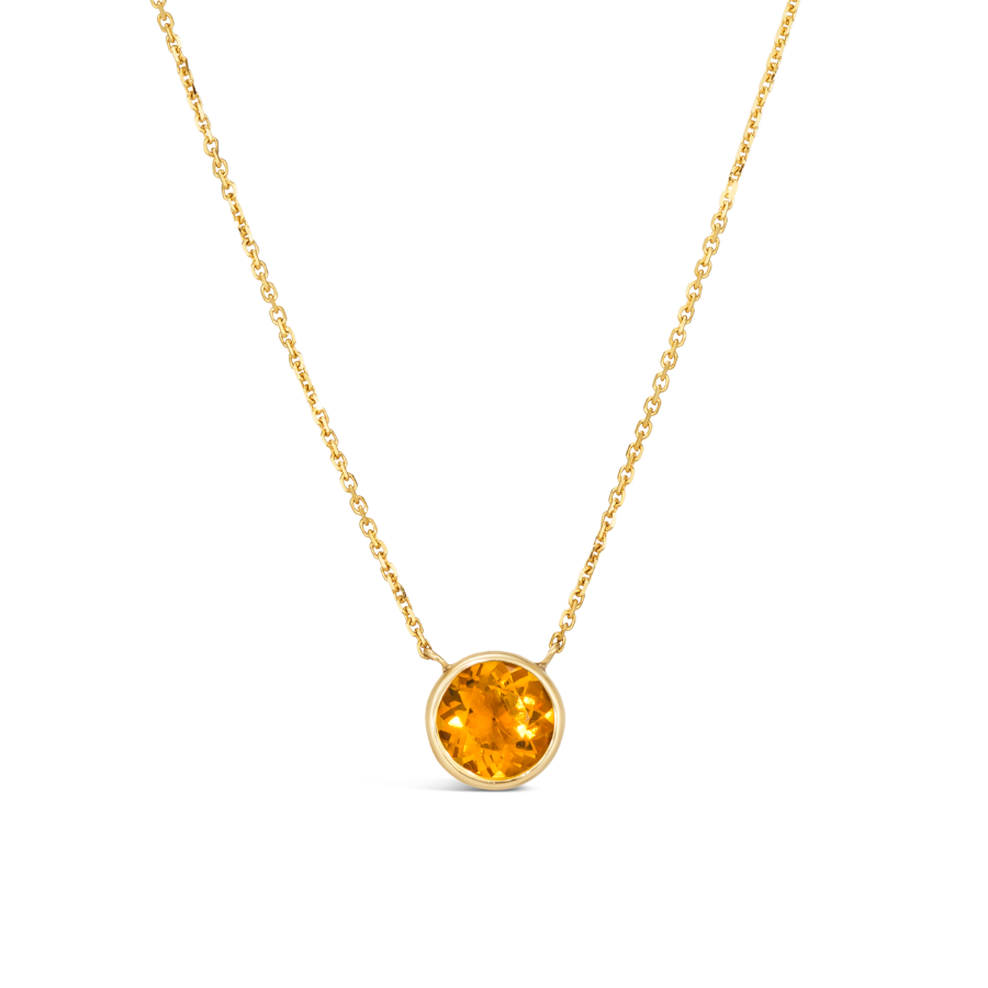 14K Yellow Gold 2.00 TCW Natural Round Cut Citrine Pendant