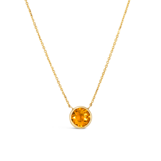 14K Yellow Gold 2.00 TCW Natural Round Cut Citrine Pendant