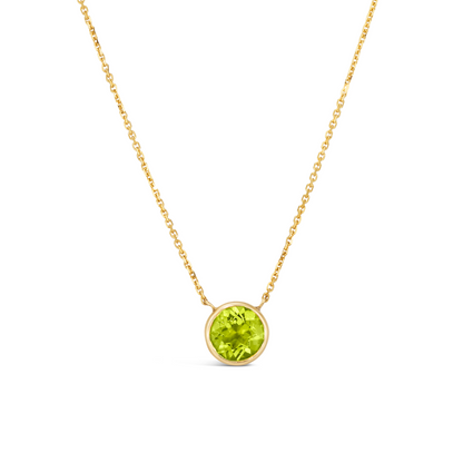 14K Yellow Gold .90 TCW Natural Round Cut Peridot Pendant