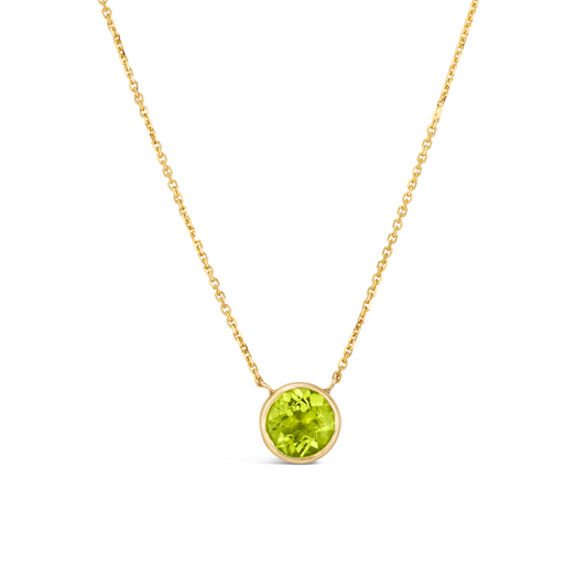 14K Yellow Gold .90 TCW Natural Round Cut Peridot Pendant