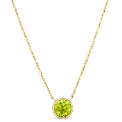 14K Yellow Gold .90 TCW Natural Round Cut Peridot Pendant