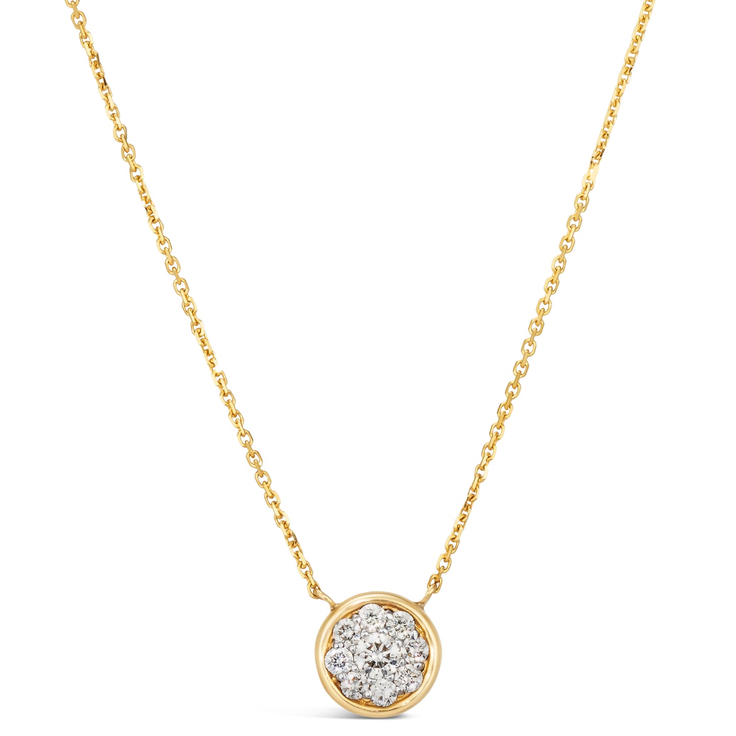 14K Yellow Gold .40 TCW Natural Round Cut White Diamond Necklace