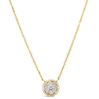 14K Yellow Gold .40 TCW Natural Round Cut White Diamond Necklace