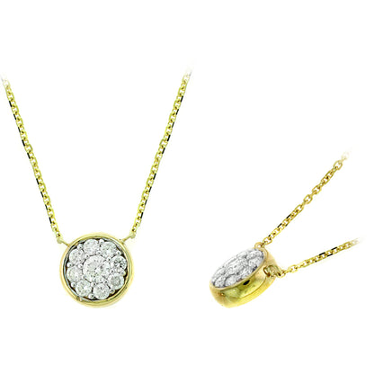 14K Yellow Gold .40 TCW Natural Round Cut White Diamond Necklace