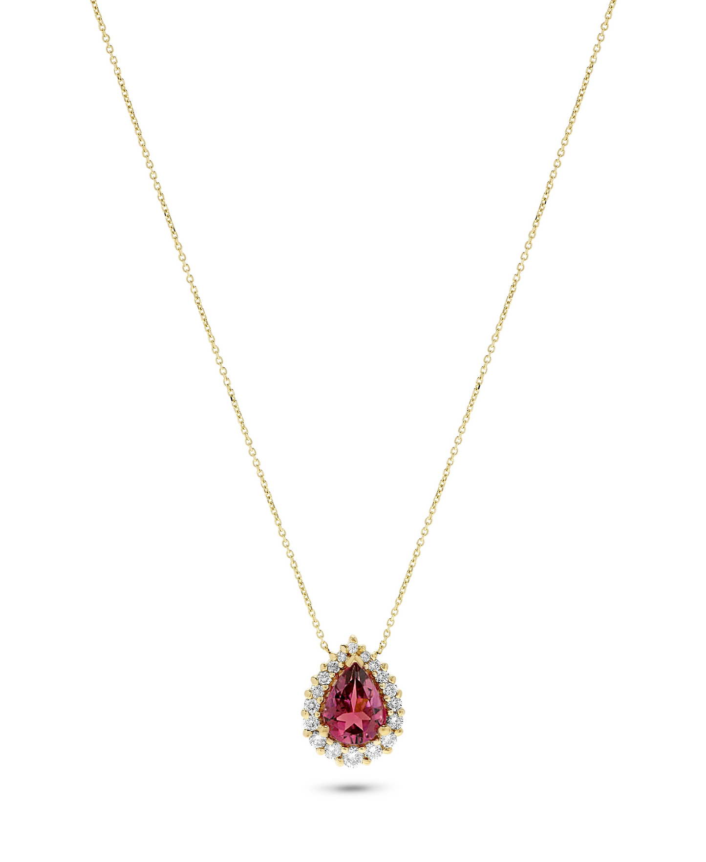 14K Rose Gold 1.11 TCW Natural Pear-Shaped Pink Tourmaline & Diamond Pendant