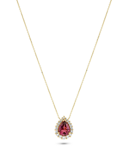 14K Rose Gold 1.11 TCW Natural Pear-Shaped Pink Tourmaline & Diamond Pendant