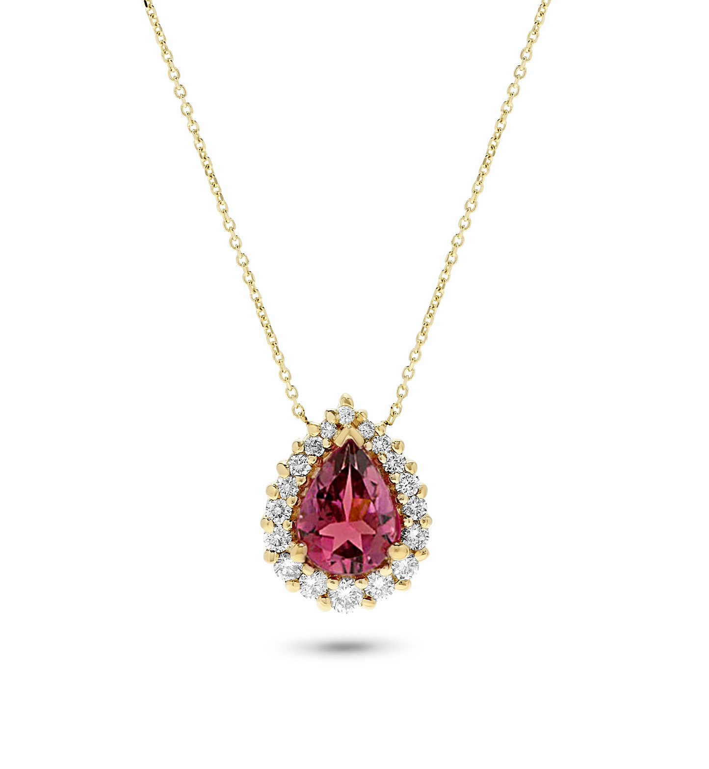 14K Rose Gold 1.11 TCW Natural Pear-Shaped Pink Tourmaline & Diamond Pendant