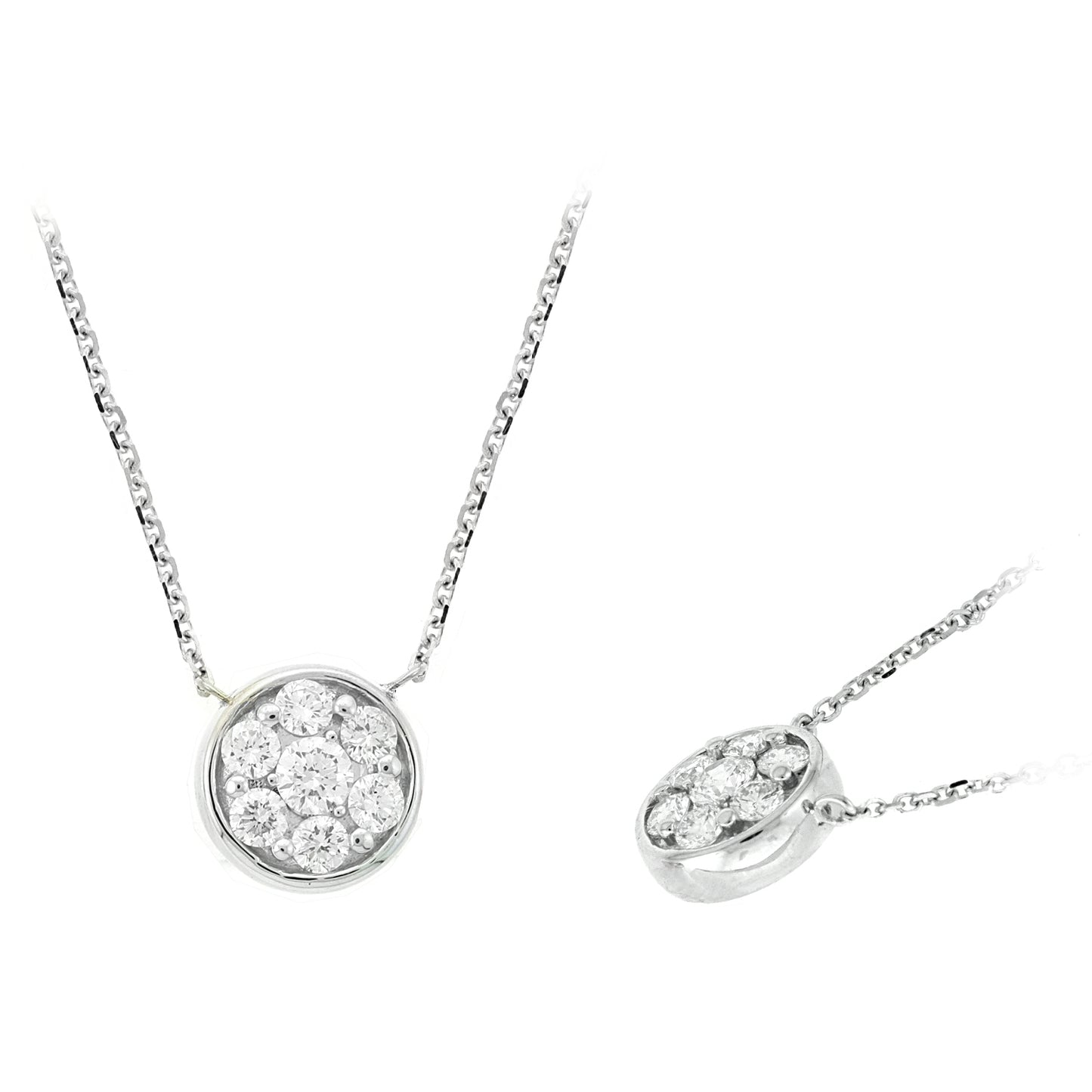 14K White Gold .46 TCW Natural Round Cut White Diamond Necklace