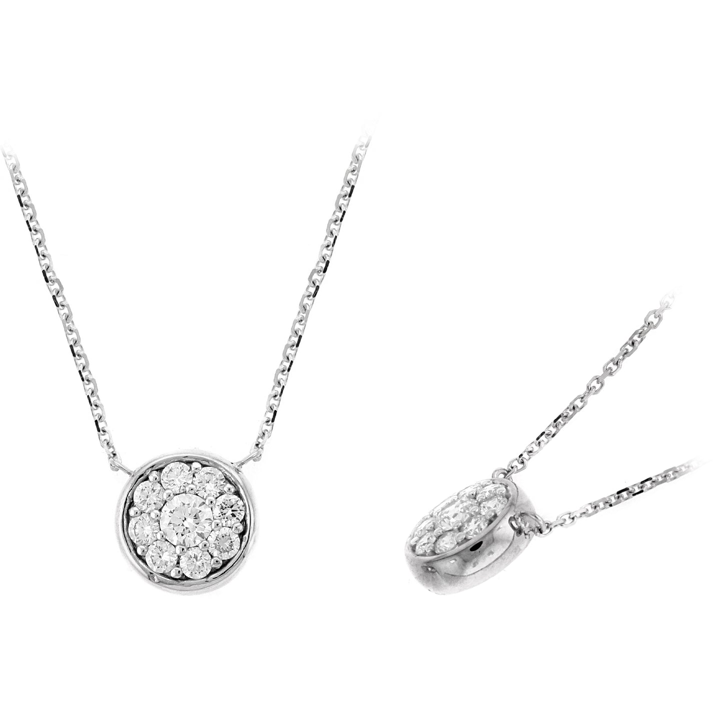 14K White Gold .40 TCW Natural Round Cut White Diamond Necklace
