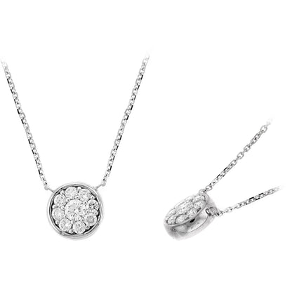 14K White Gold .40 TCW Natural Round Cut White Diamond Necklace