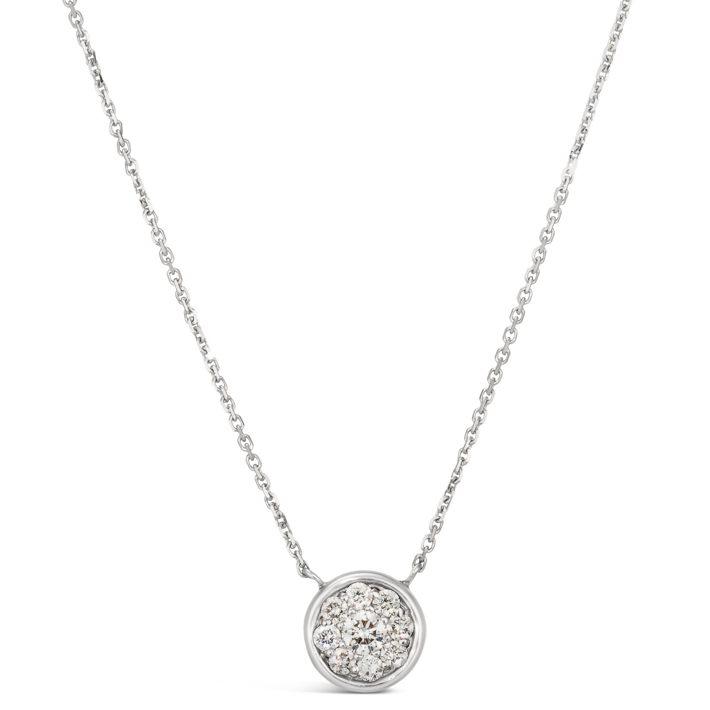 14K White Gold .40 TCW Natural Round Cut White Diamond Necklace