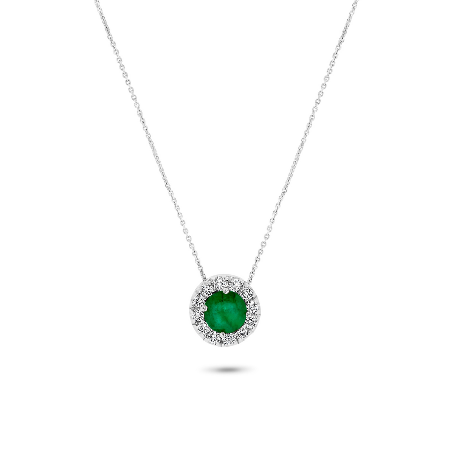 14K White Gold .84 TCW Natural Oval Cut White Diamonds Pendant