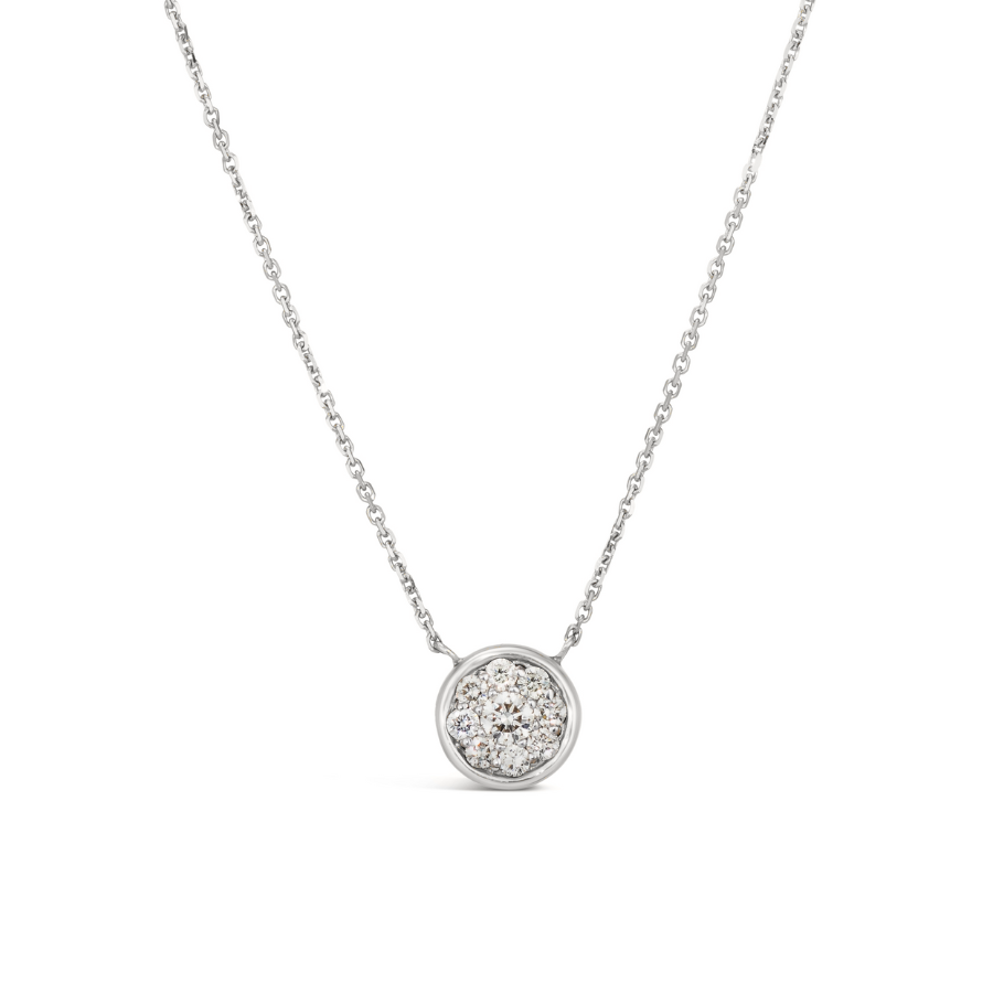 14K White Gold .40 TCW Natural Round Cut White Diamond Necklace