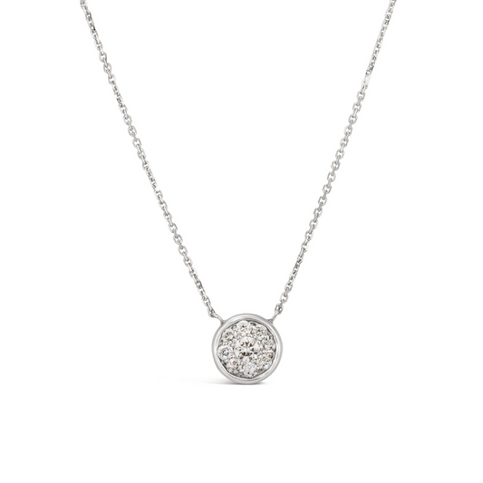 14K White Gold .40 TCW Natural Round Cut White Diamond Necklace