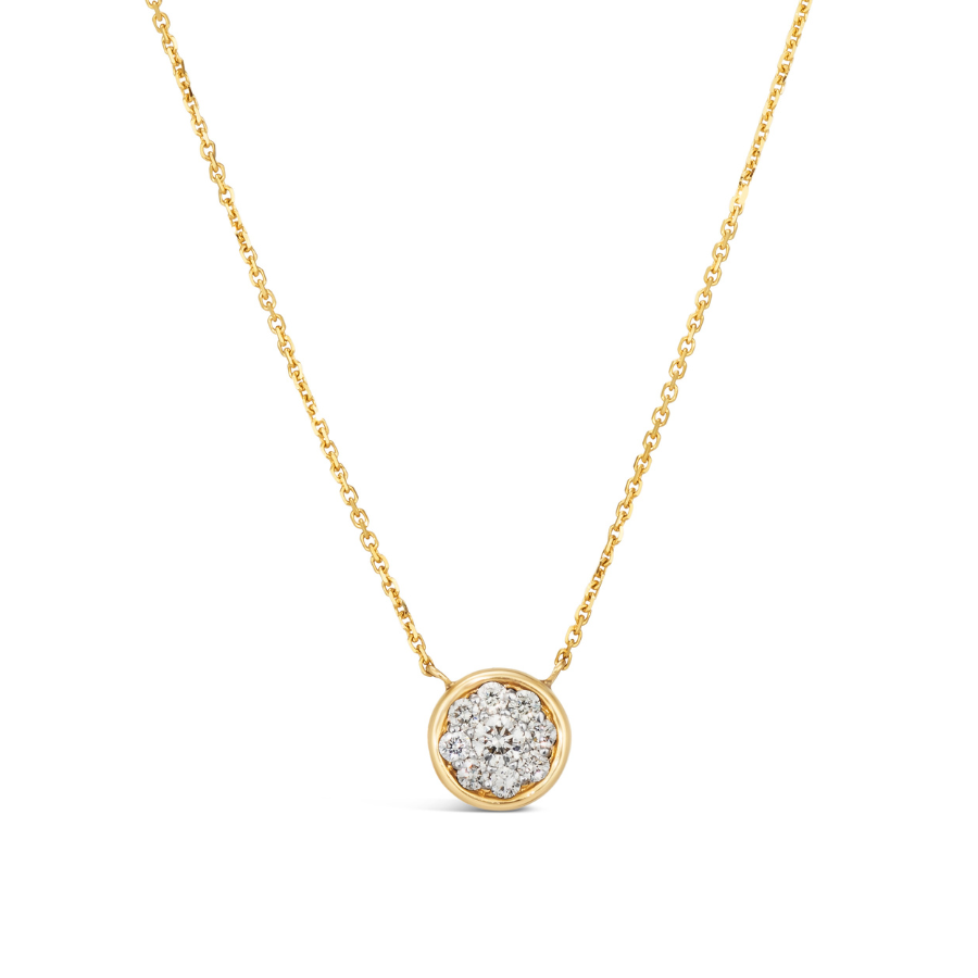 14K Yellow Gold .40 TCW Natural Round Cut White Diamond Necklace