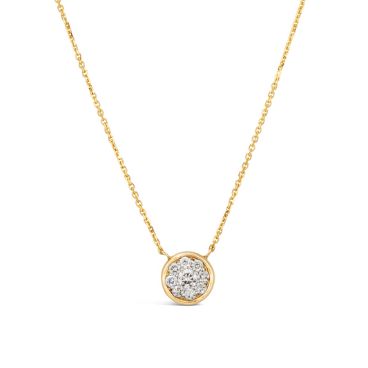 14K Yellow Gold .40 TCW Natural Round Cut White Diamond Necklace