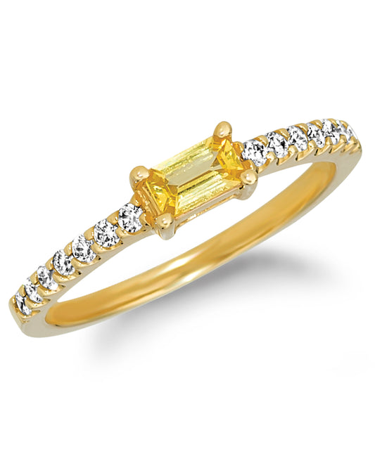 .62 TCW Natural Octagon Cut Yellow Sapphire and Diamond 14K Yellow Gold Ring