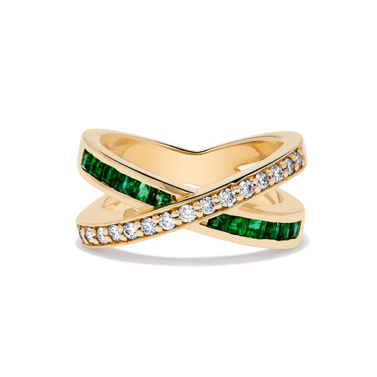 .88 TCW Natural Square Cut Emerald and Diamond 14K Yellow Gold Engagement Ring