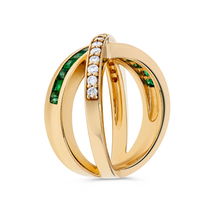 .88 TCW Natural Square Cut Emerald and Diamond 14K Yellow Gold Engagement Ring