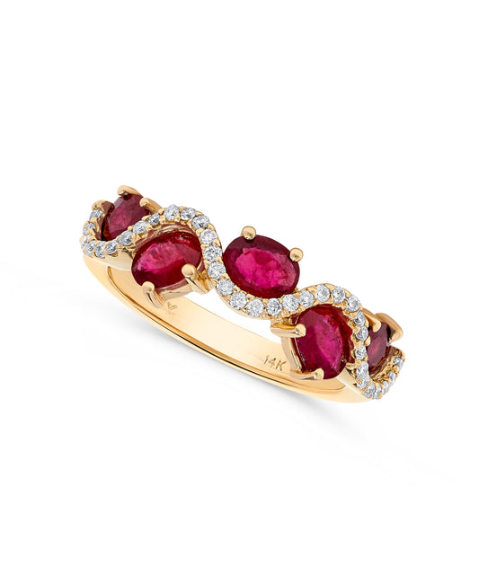 2.68 TCW Natural Oval Cut Red Ruby and Diamond 14K Yellow Gold Engagement Ring