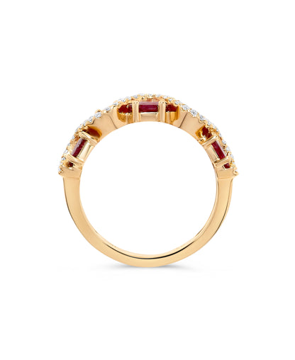 2.68 TCW Natural Oval Cut Red Ruby and Diamond 14K Yellow Gold Engagement Ring