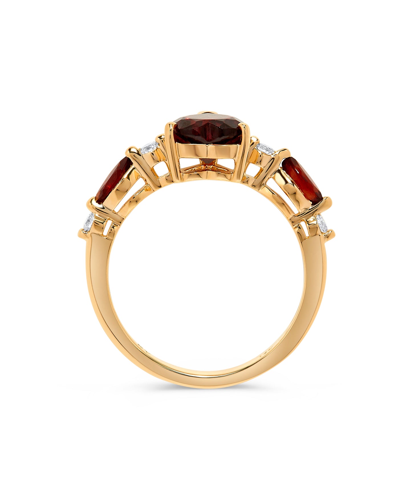 1.99 TCW Natural Heart Shape & Marquise Garnet with Diamond 14K Yellow Gold Ring