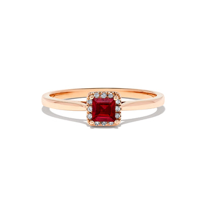 .33 TCW Natural Square Cut Red Ruby & Diamond 14K Rose Gold Engagement Ring