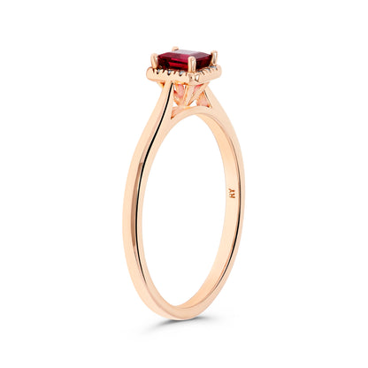 .33 TCW Natural Square Cut Red Ruby & Diamond 14K Rose Gold Engagement Ring