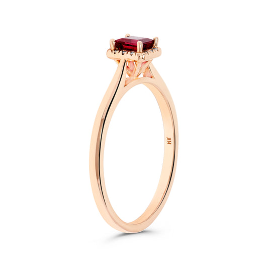 .33 TCW Natural Square Cut Red Ruby & Diamond 14K Rose Gold Engagement Ring