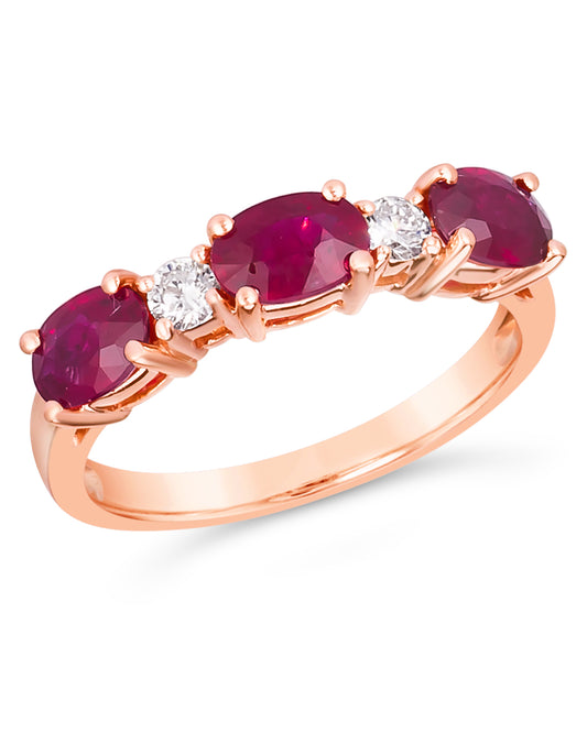 1.95 TCW Natural Oval Cut Red Ruby with Diamonds 14K Rose Gold Engagement Ring
